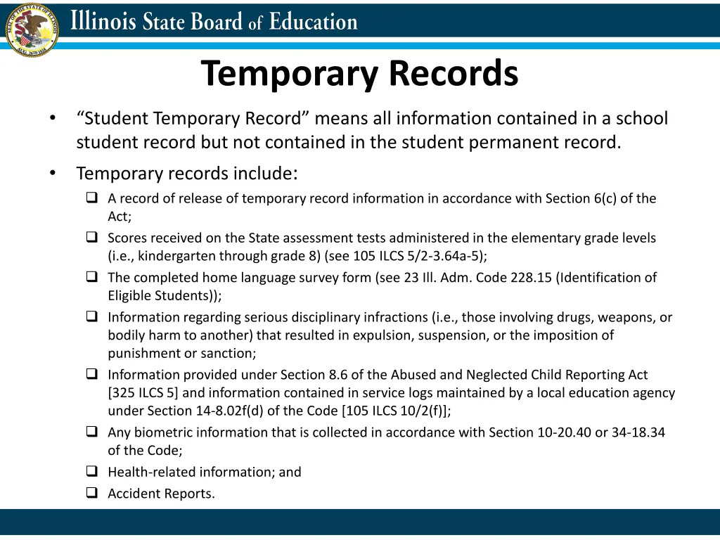 temporary records