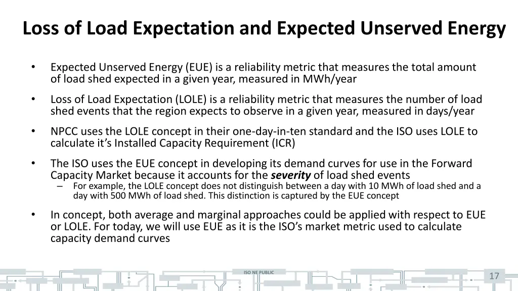 loss of load expectation and expected unserved