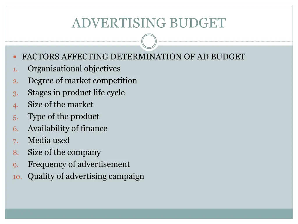 advertising budget