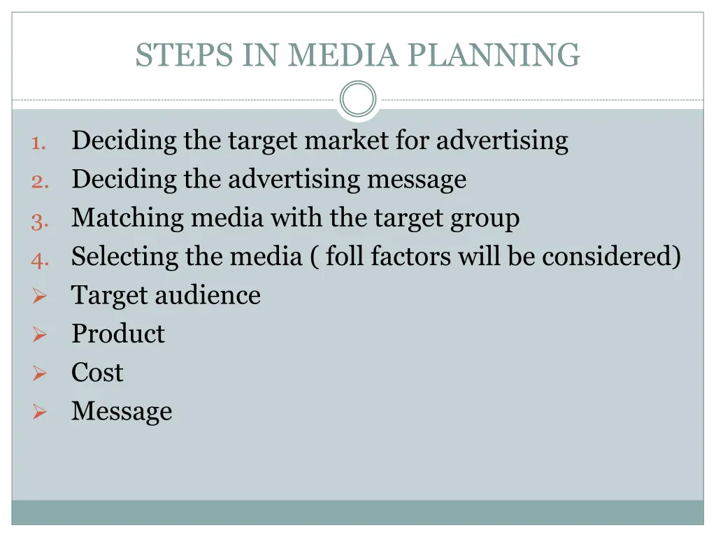 steps in media planning