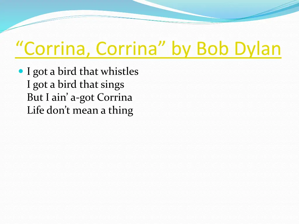 corrina corrina by bob dylan