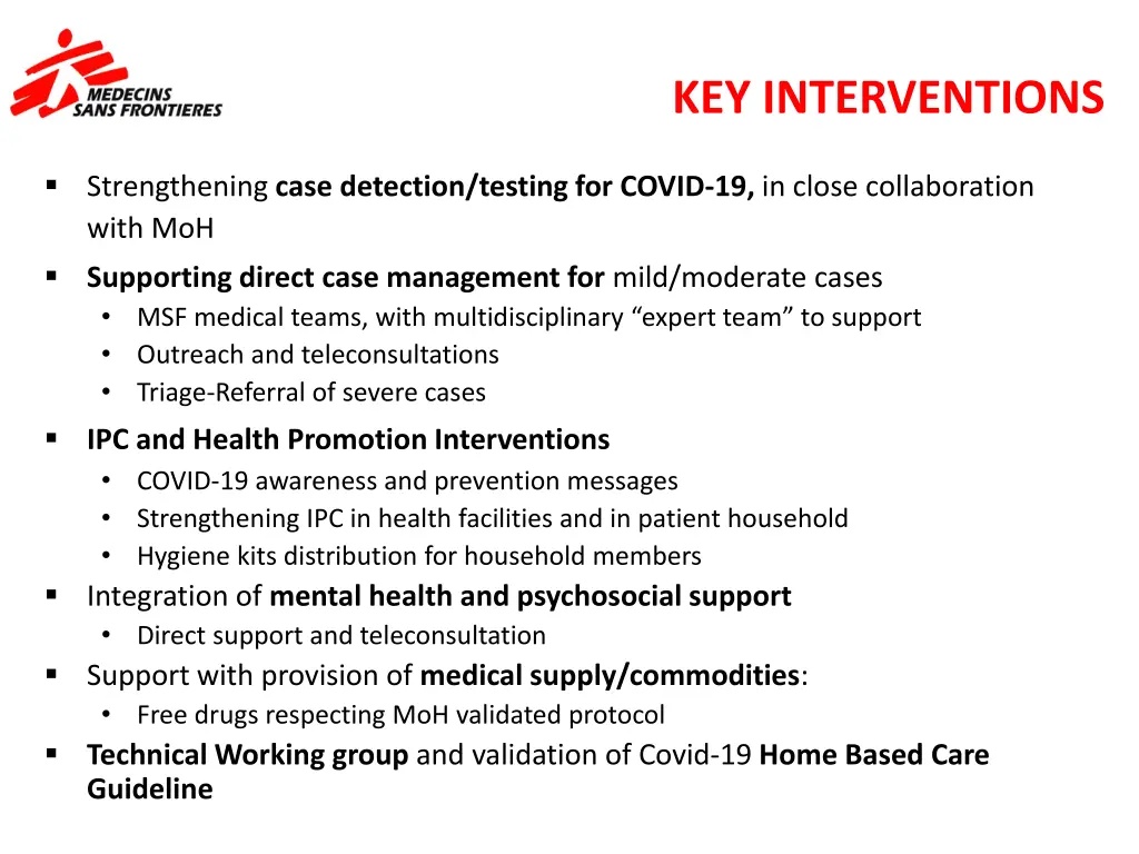 key interventions