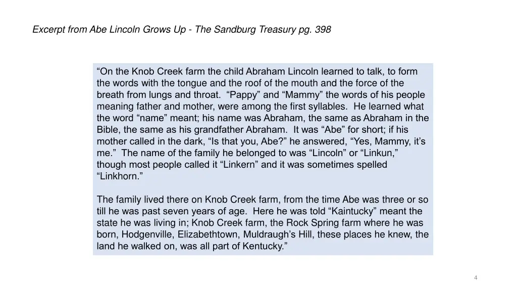 excerpt from abe lincoln grows up the sandburg