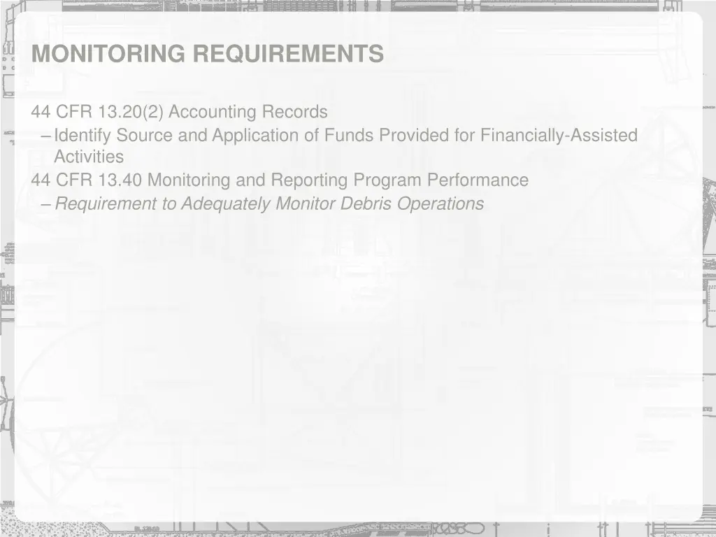 monitoring requirements