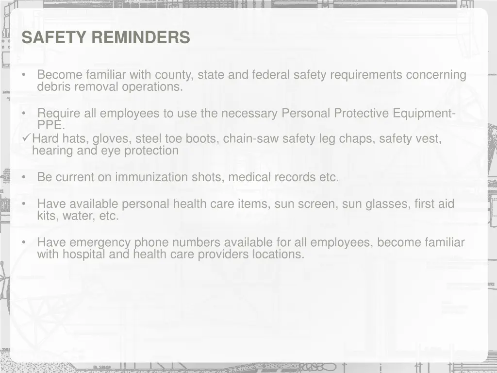 safety reminders