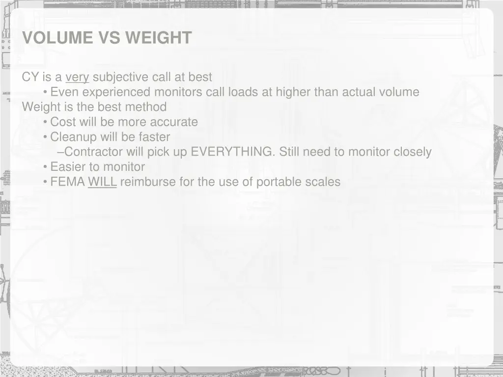 volume vs weight