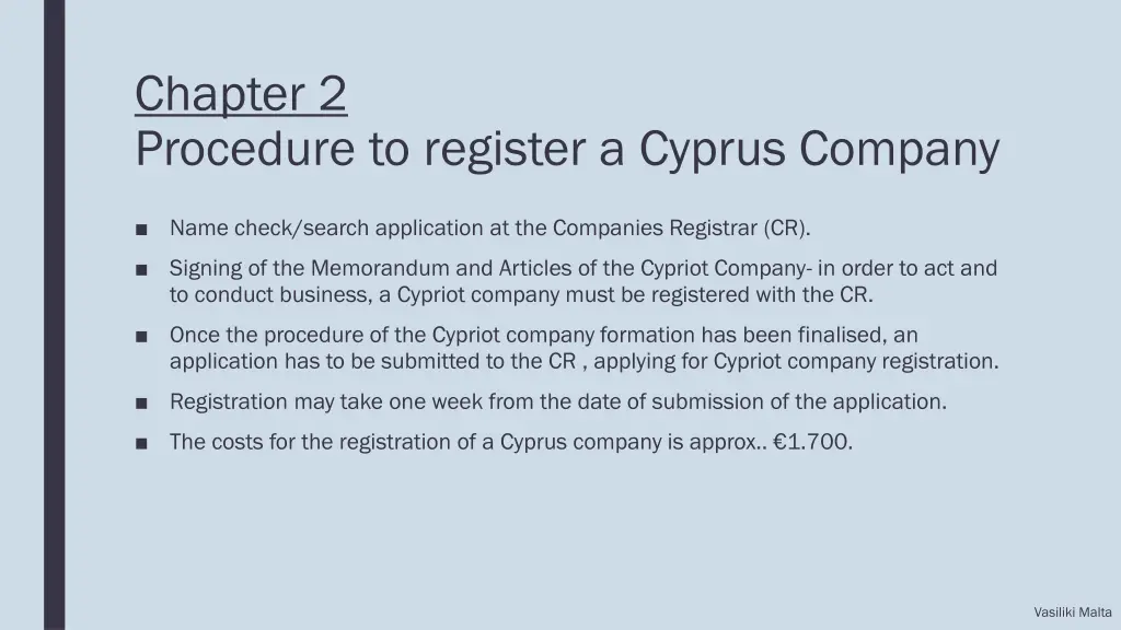 chapter 2 procedure to register a cyprus company