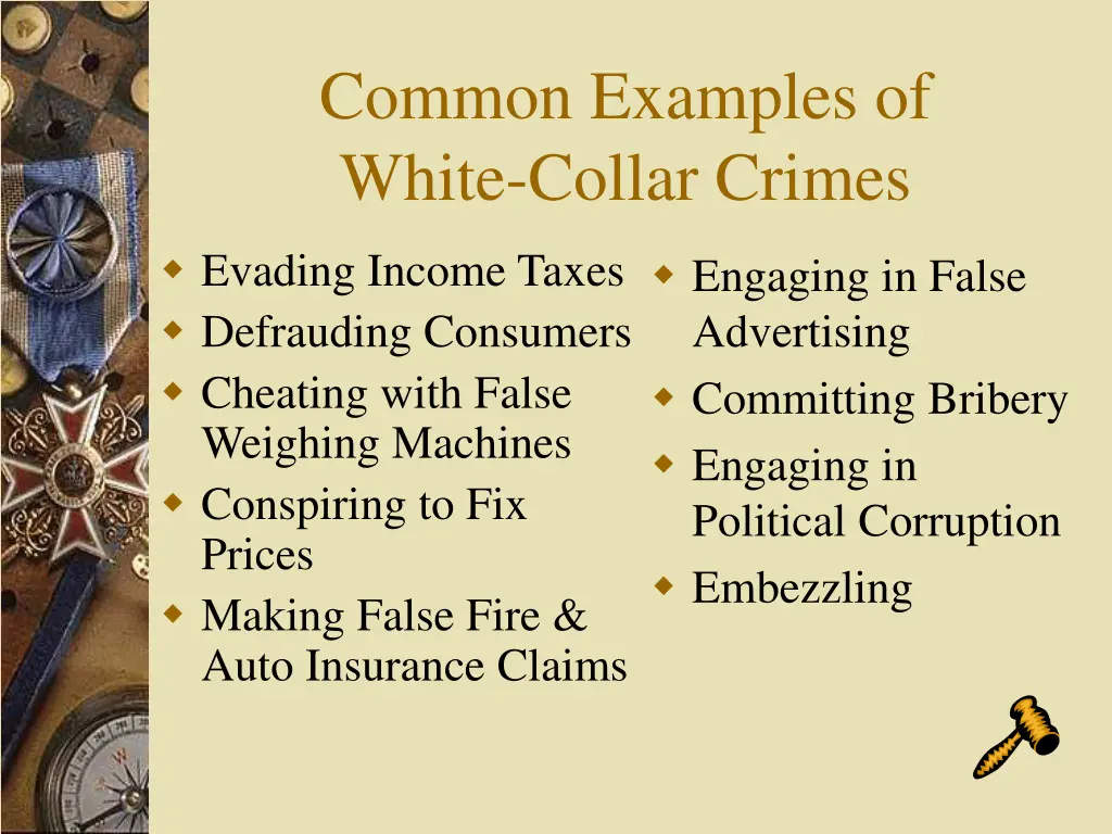 common examples of white collar crimes