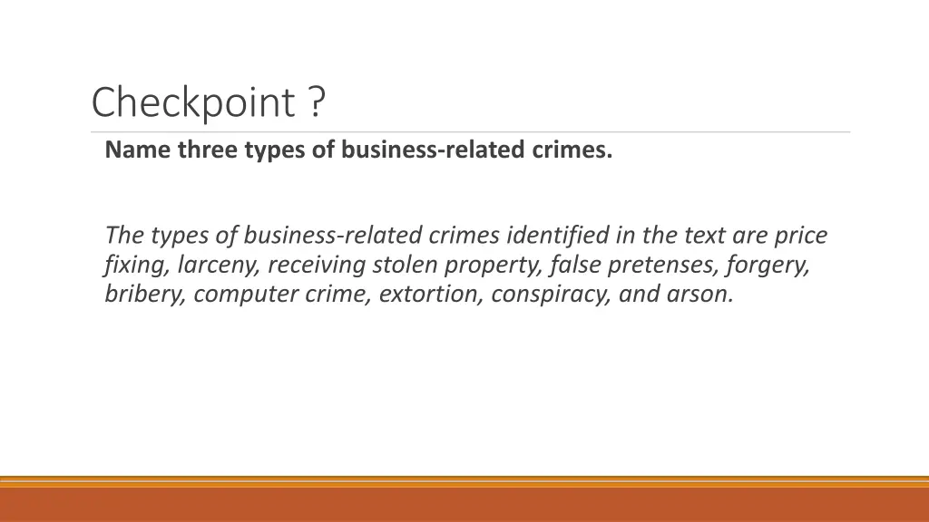 checkpoint name three types of business related