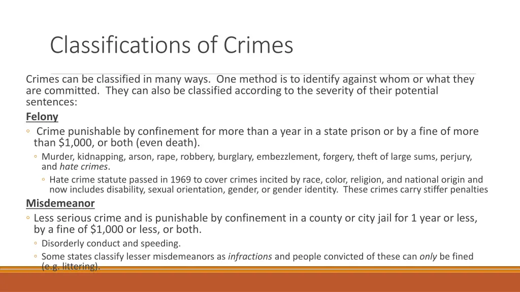 classifications of crimes