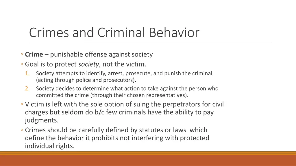 crimes and criminal behavior