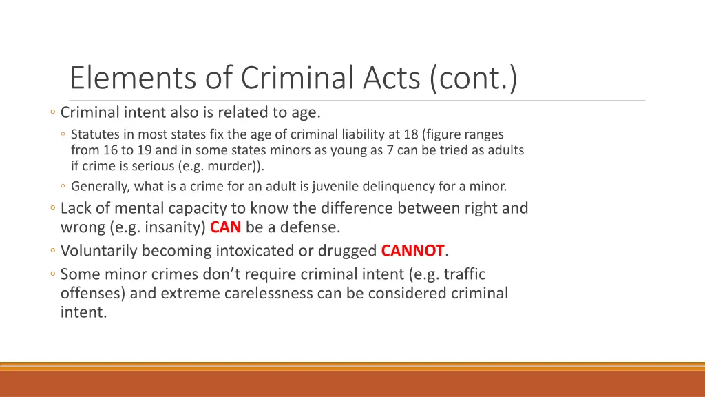 elements of criminal acts cont criminal intent 1