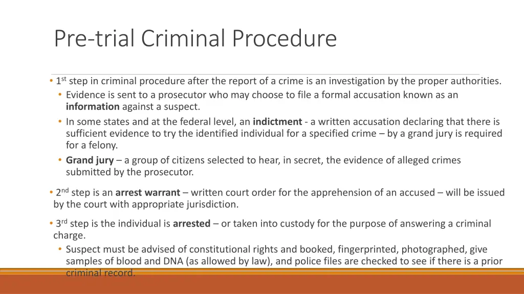 pre trial criminal procedure