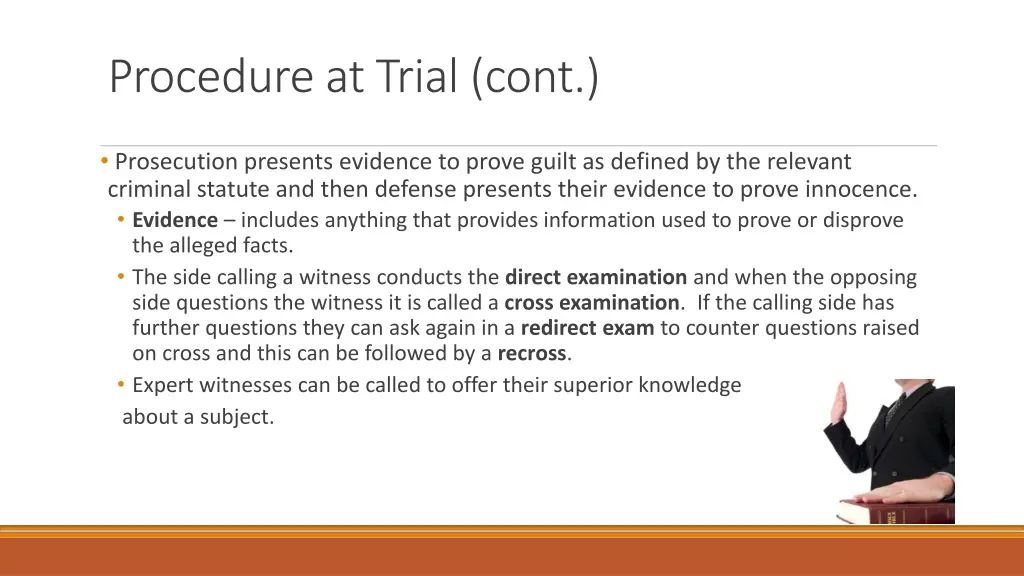 procedure at trial cont