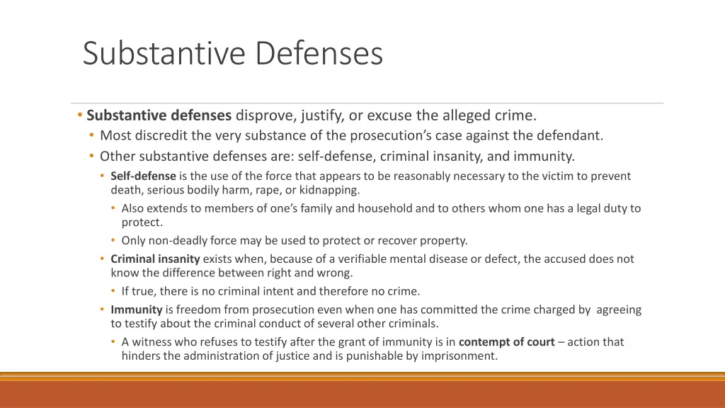 substantive defenses