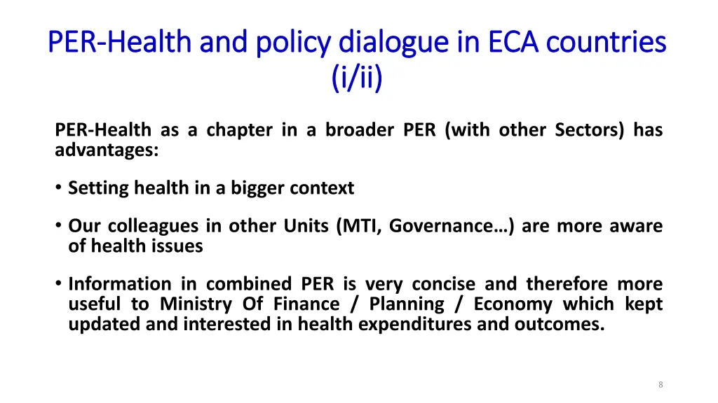 per per health and policy dialogue