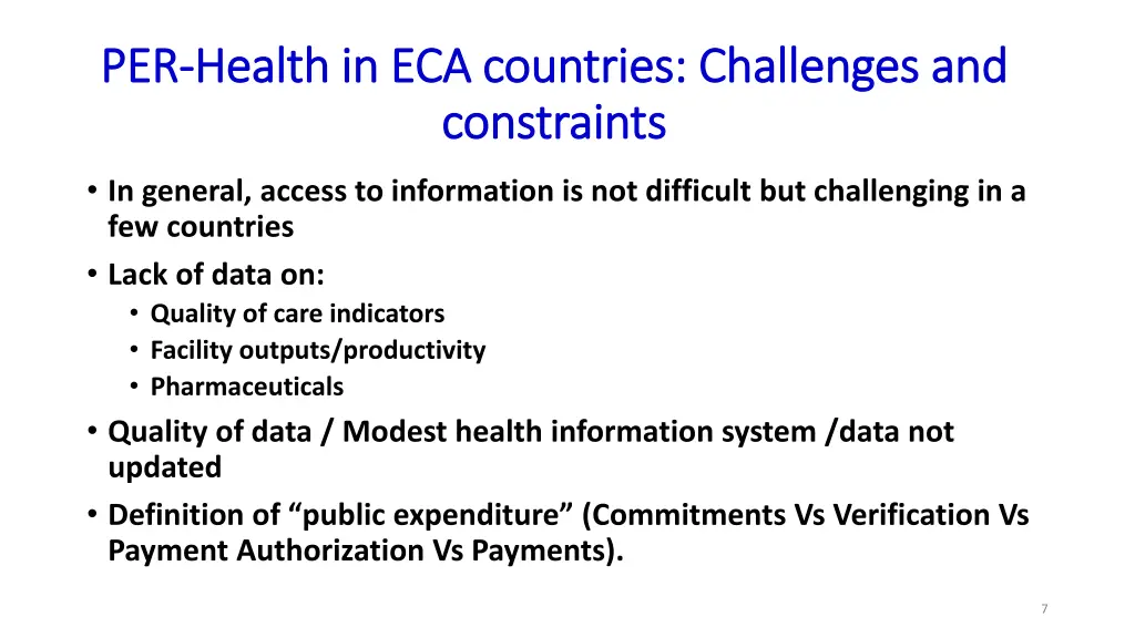 per per health in eca countries challenges