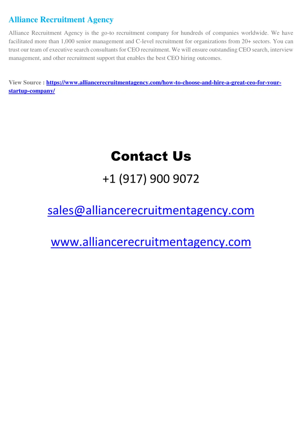 alliance recruitment agency