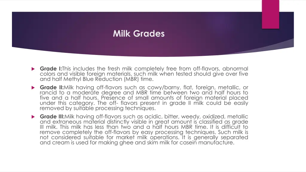 milk grades