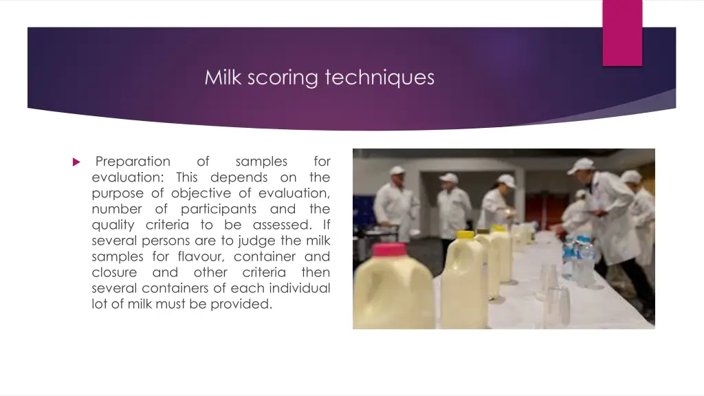 milk scoring techniques