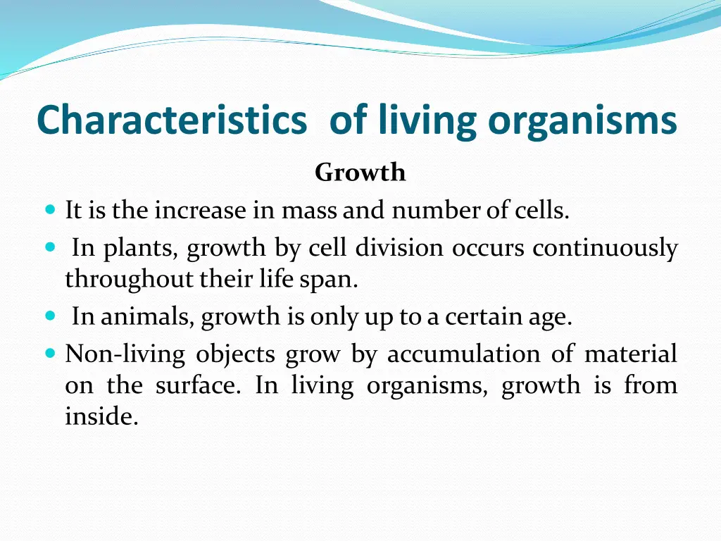 characteristics of living organisms