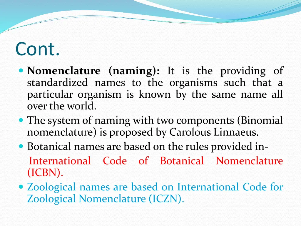 cont nomenclature naming it is the providing