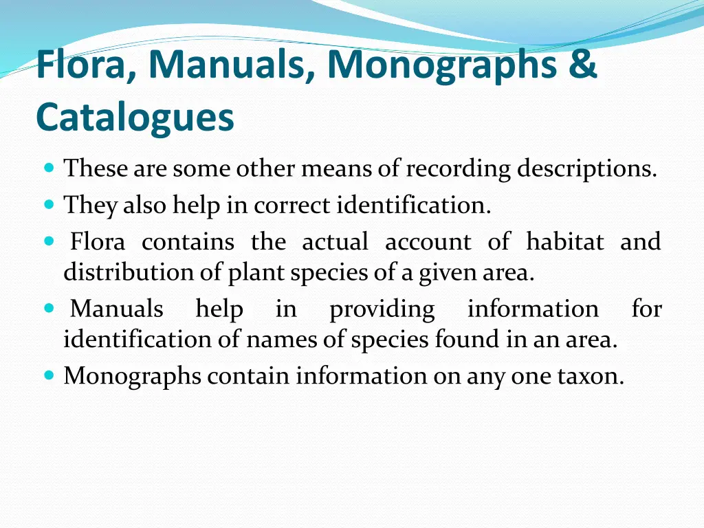 flora manuals monographs catalogues