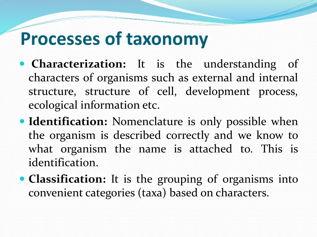 processes of taxonomy