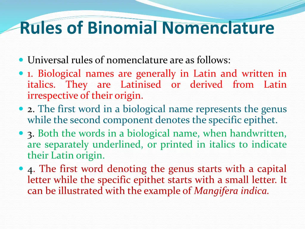 rules of binomial nomenclature