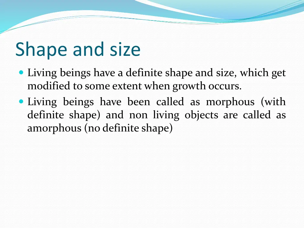 shape and size