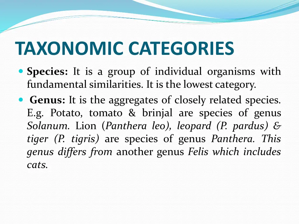 taxonomic categories 1