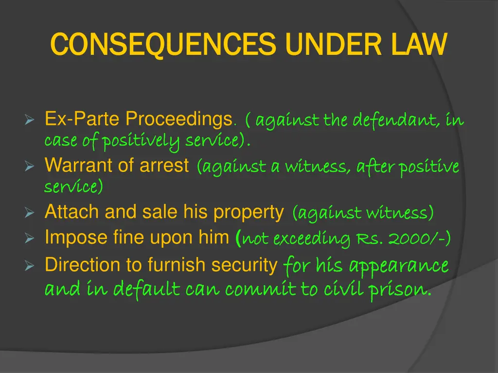 consequences under law consequences under law