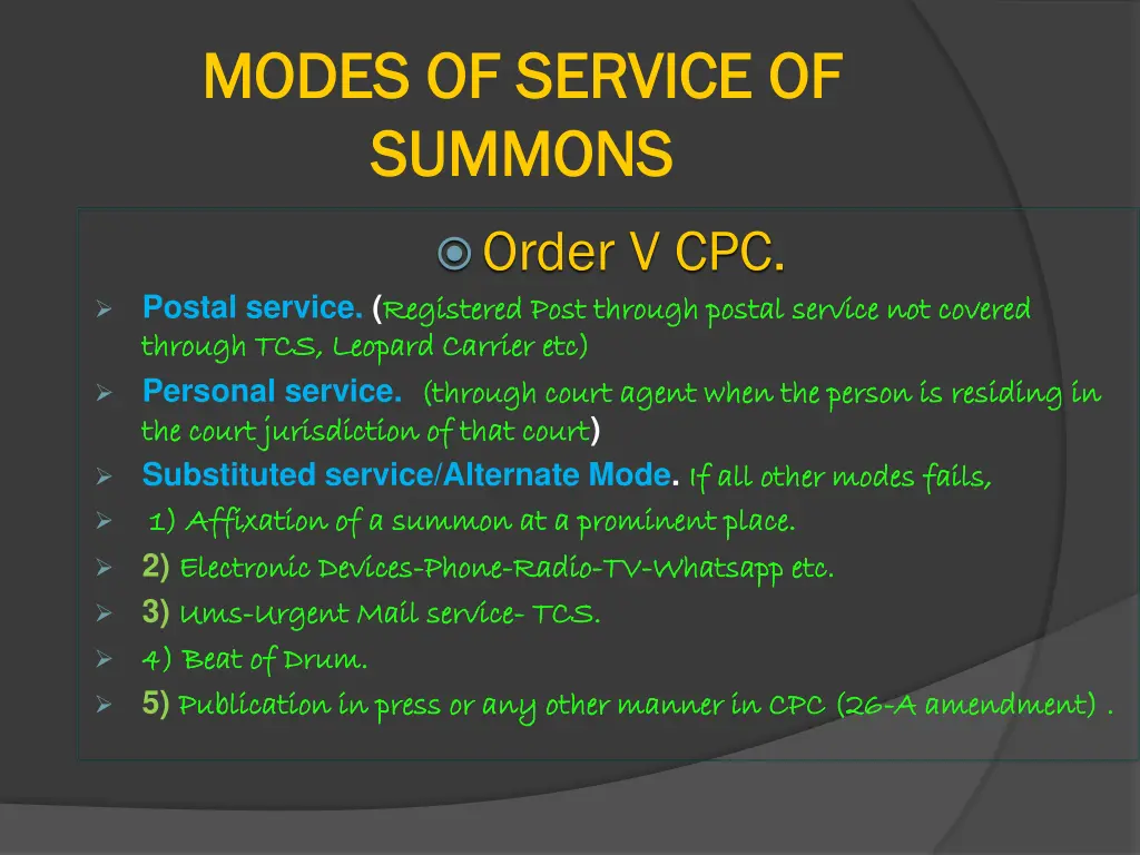 modes of service of modes of service of summons