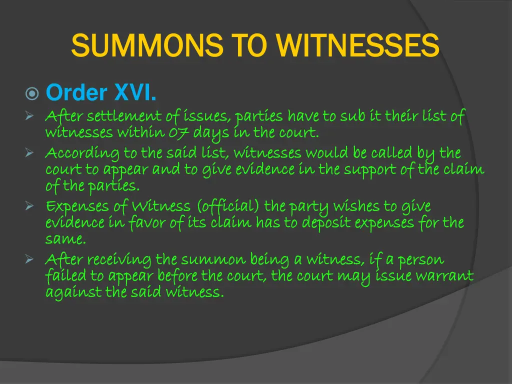 summons to witnesses summons to witnesses