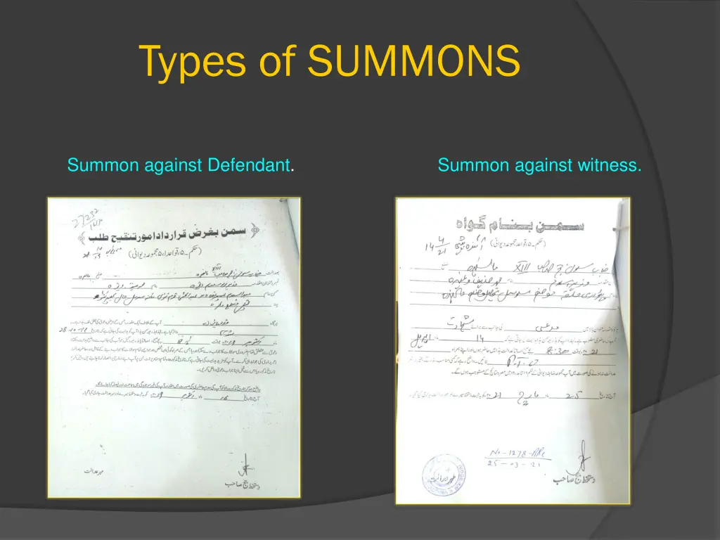 types of summons