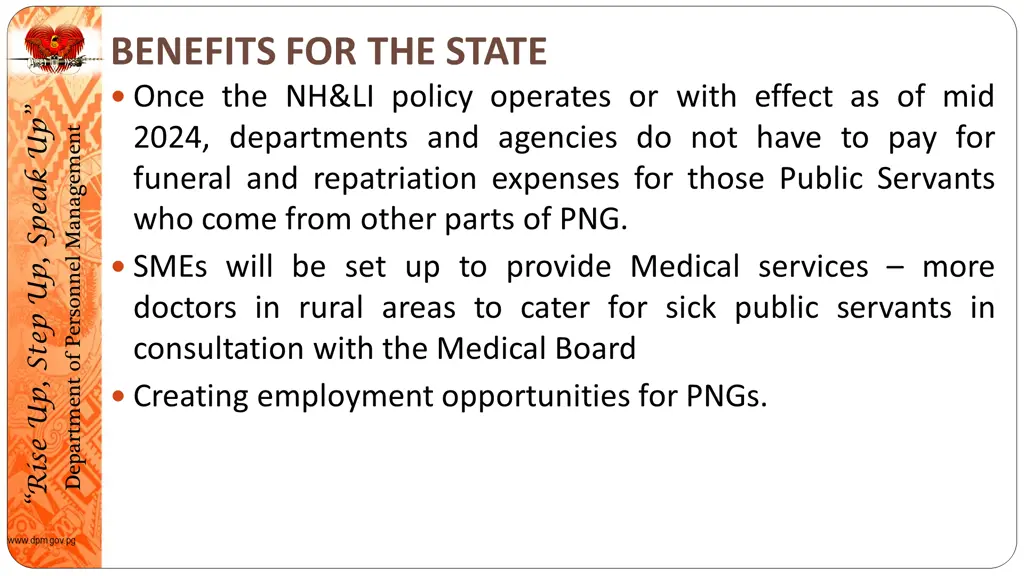 benefits for the state once the nh li policy