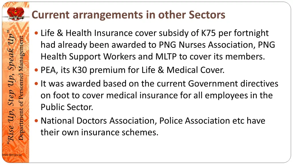 current arrangements in other sectors