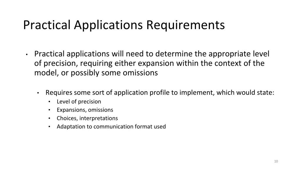 practical applications requirements