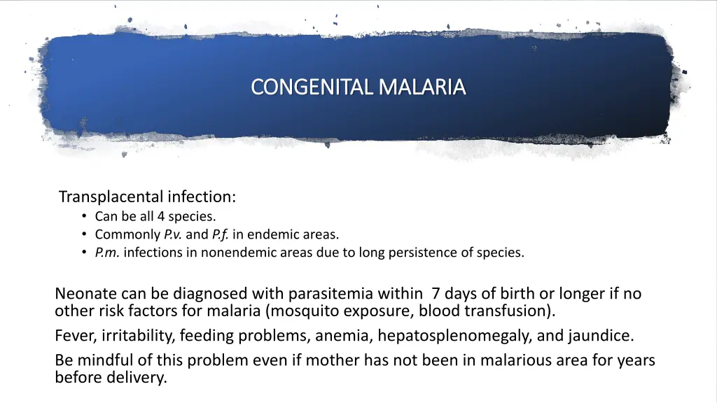 congenital malaria congenital malaria