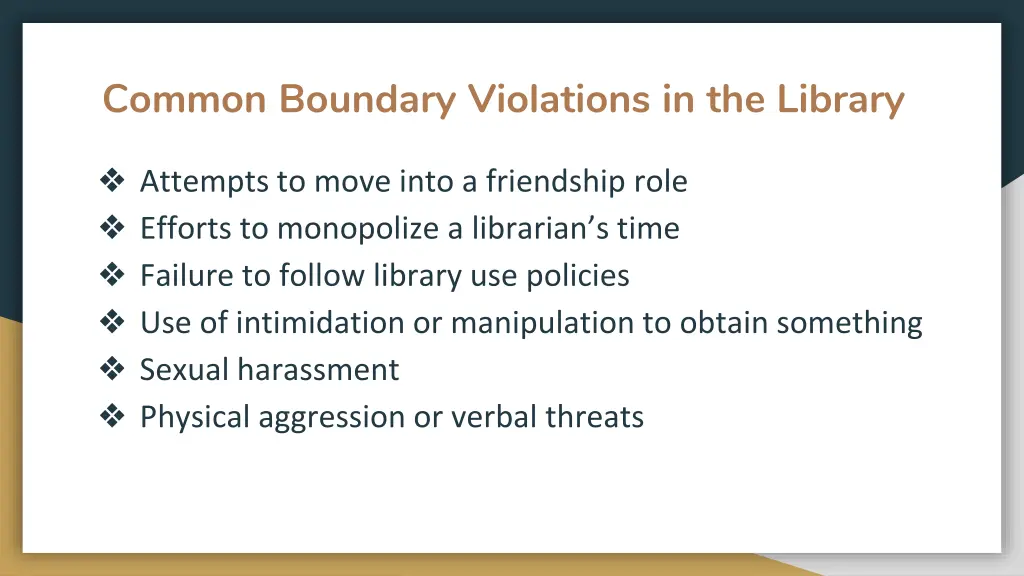 common boundary violations in the library