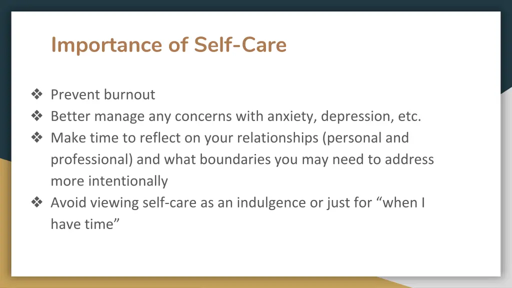 importance of self care