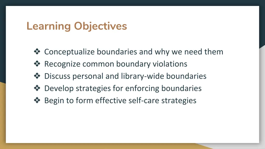 learning objectives