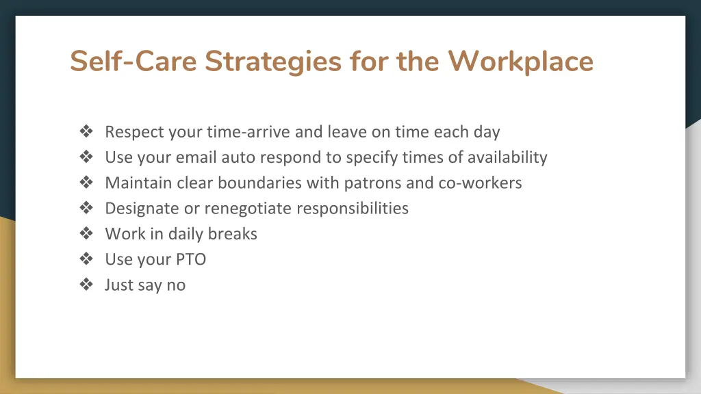 self care strategies for the workplace