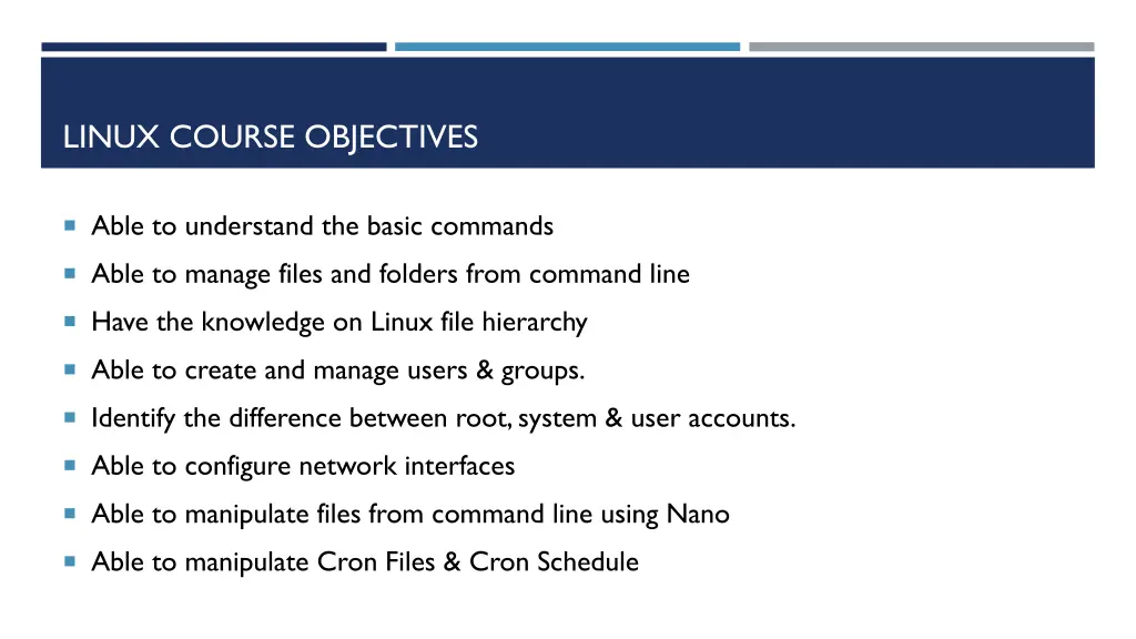 linux course objectives