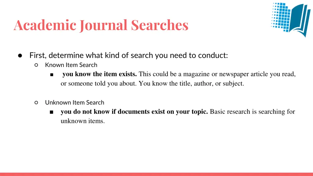 academic journal searches