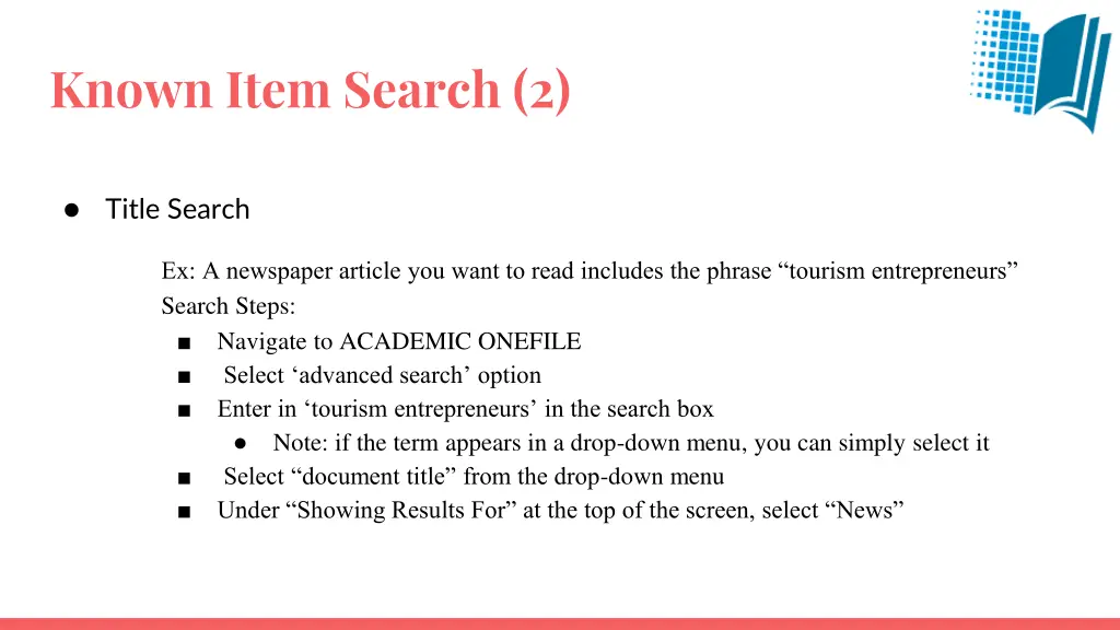 known item search 2