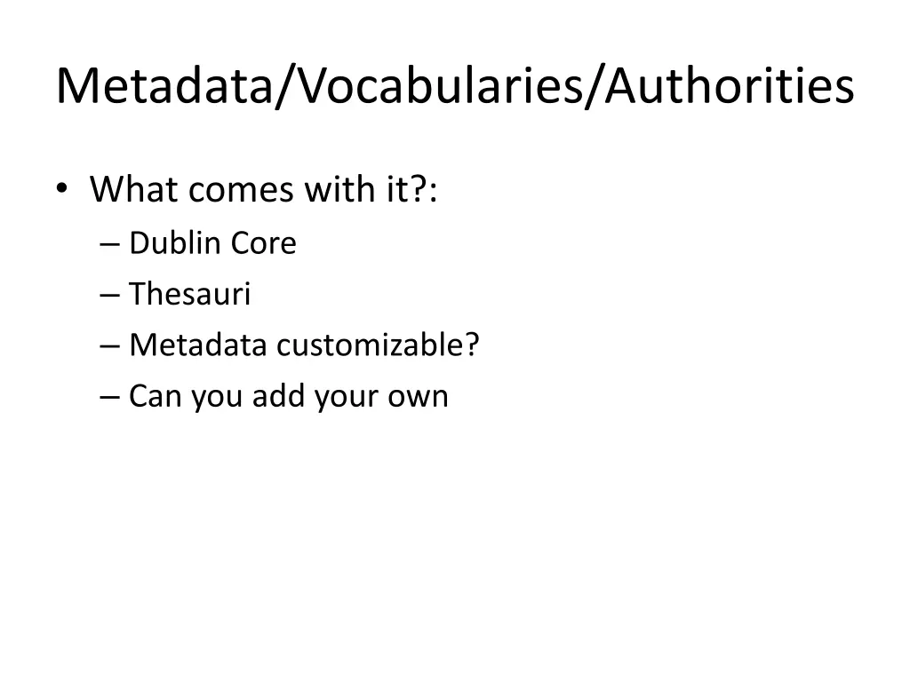 metadata vocabularies authorities