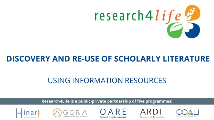 discovery and re use of scholarly literature