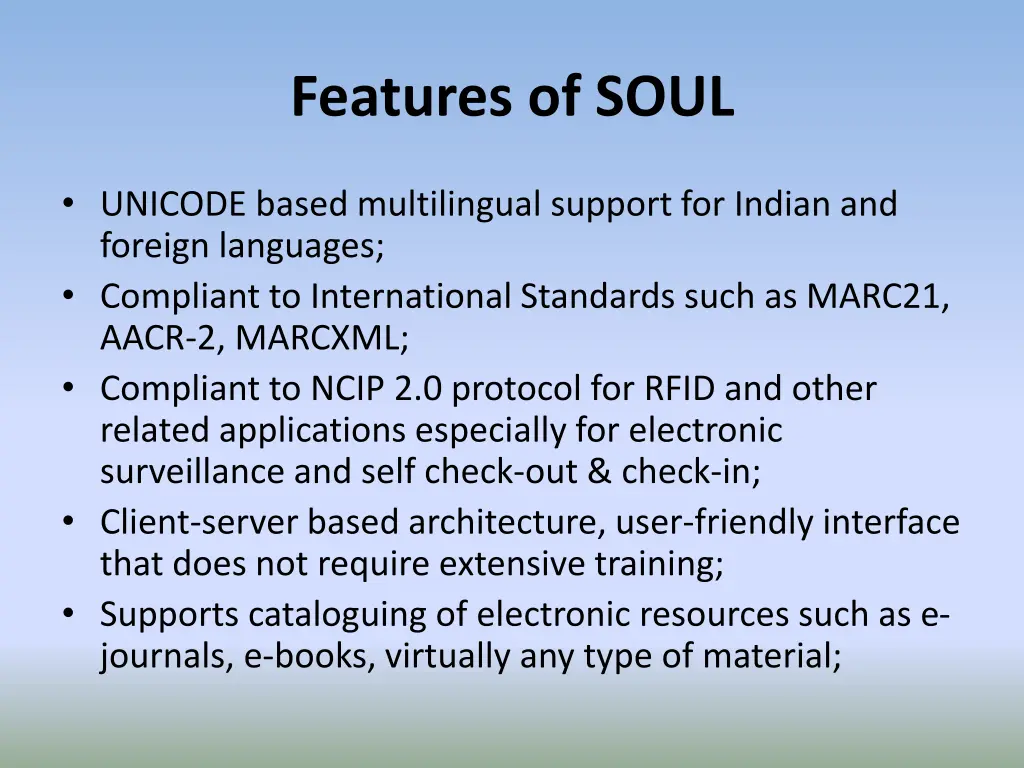 features of soul