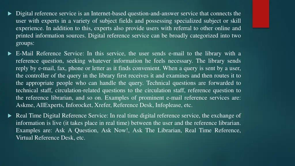 digital reference service is an internet based